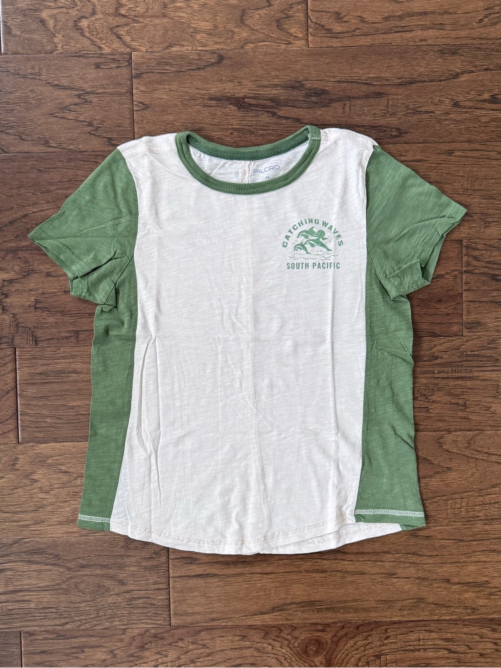 NWOT Pilcro by Anthropologie Catching Waves South Pacific Ringer Tee